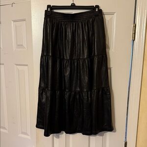 Hale Bob faux leather Black Tiered Skirt